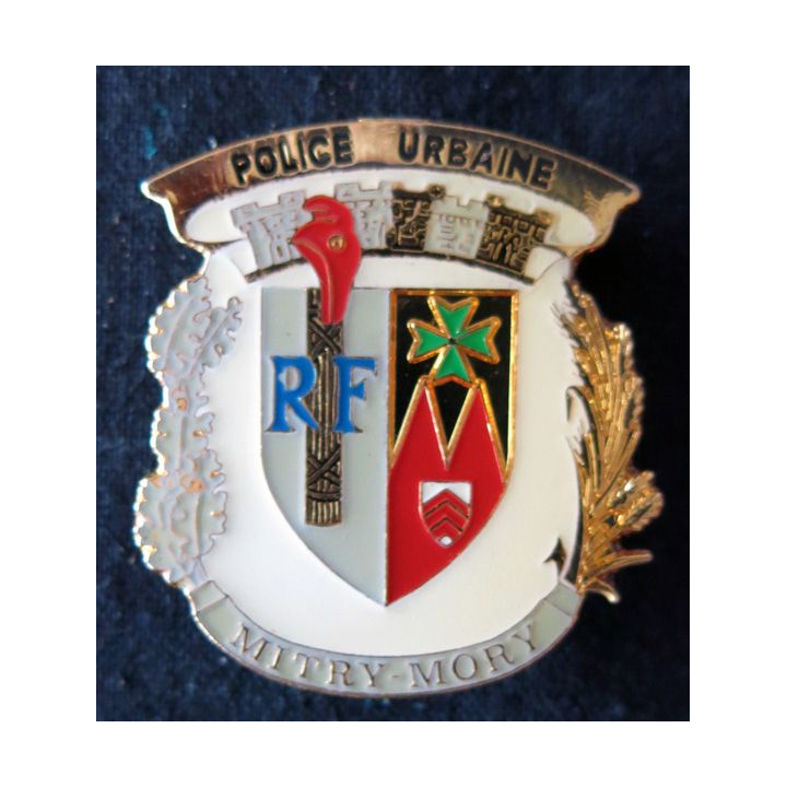 POLICE : insigne métallique de la Police urbaine de la ville de Mitry-Mory de fabrication JPG