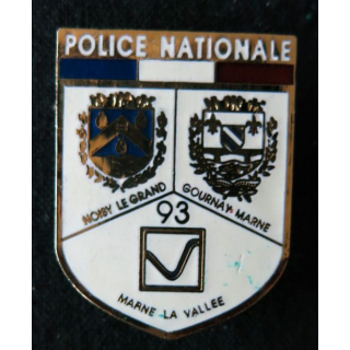 POLICE : insigne métallique de la Police  Nationale de Marne La Vallée, Noisy, Gournay de fabrication JPG