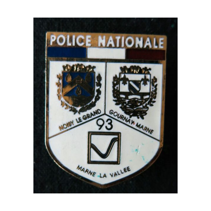 POLICE : insigne métallique de la Police  Nationale de Marne La Vallée, Noisy, Gournay de fabrication JPG