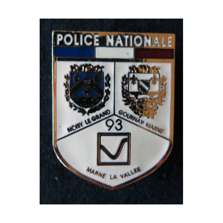 POLICE : insigne métallique de la Police  Nationale de Marne La Vallée, Noisy, Gournay de fabrication JPG