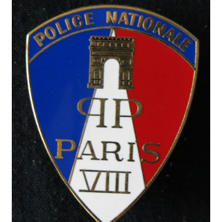 POLICE : insigne métallique de la Police nationale VIII° Arrondissement de fabrication Taillandier