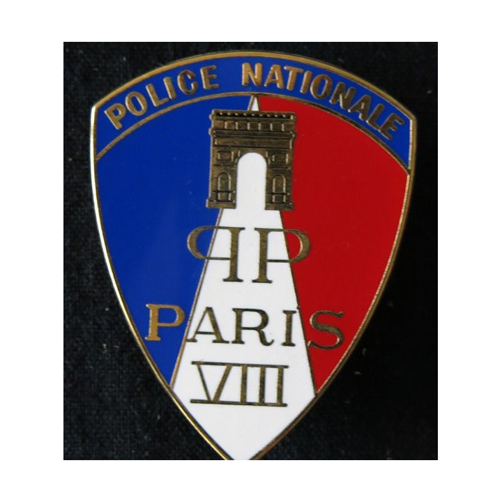 POLICE : insigne métallique de la Police nationale VIII° Arrondissement de fabrication Taillandier