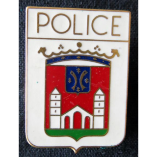 POLICE : insigne métallique de la Police Nationale de la ville de Pont a Mousson de fabrication Fraisse