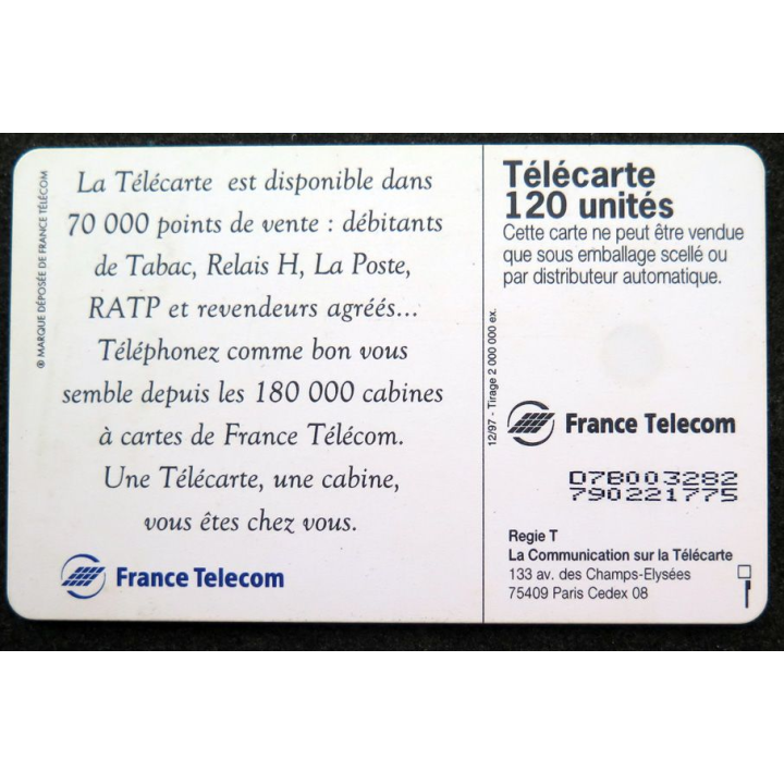 Carte téléphonique télécarte 120 unités Une télécarte, une cabine, vous êtes chez vous