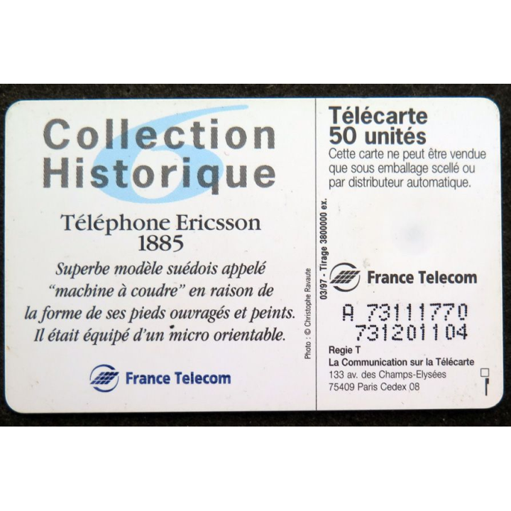 Carte téléphonique télécarte 50 unités Téléphone Ericsson 1885