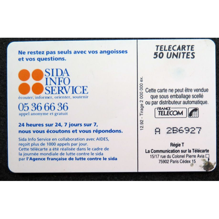Carte téléphonique télécarte 50 unités Sida Info Service