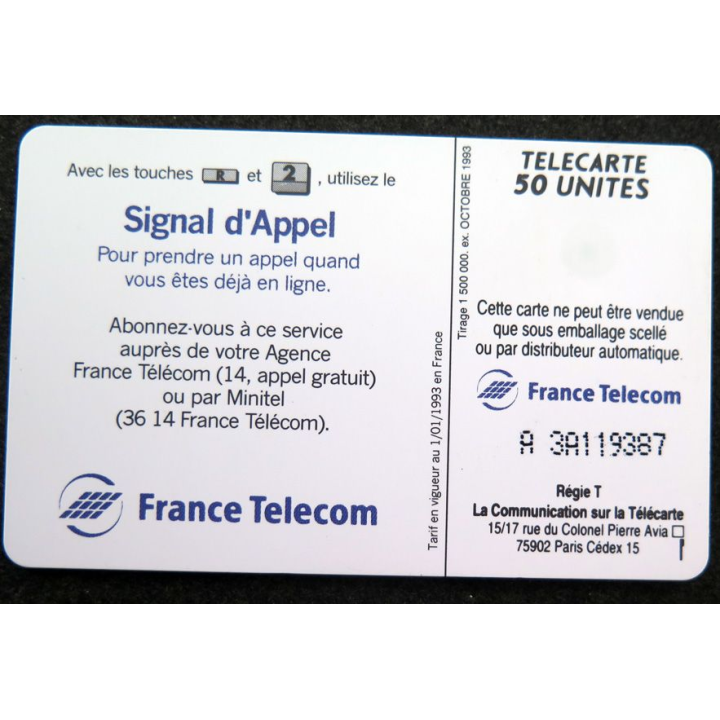Carte téléphonique télécarte 50 Signal d'Appel 10F par mois