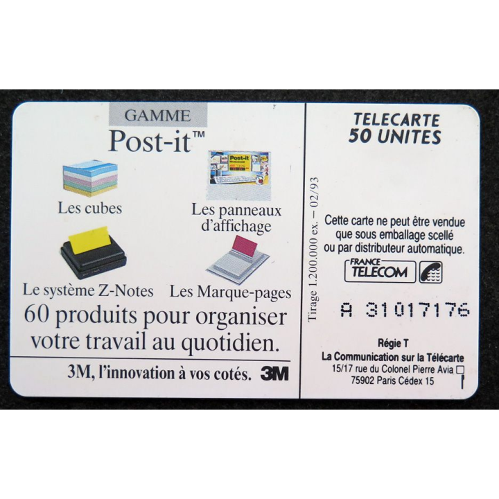 Carte téléphonique télécarte 50 unités Post-it