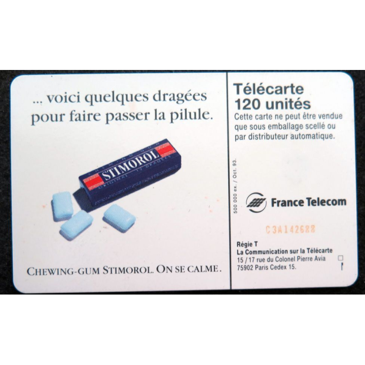 Carte téléphonique télécarte 50 unités Chewing-Gum Stimorol