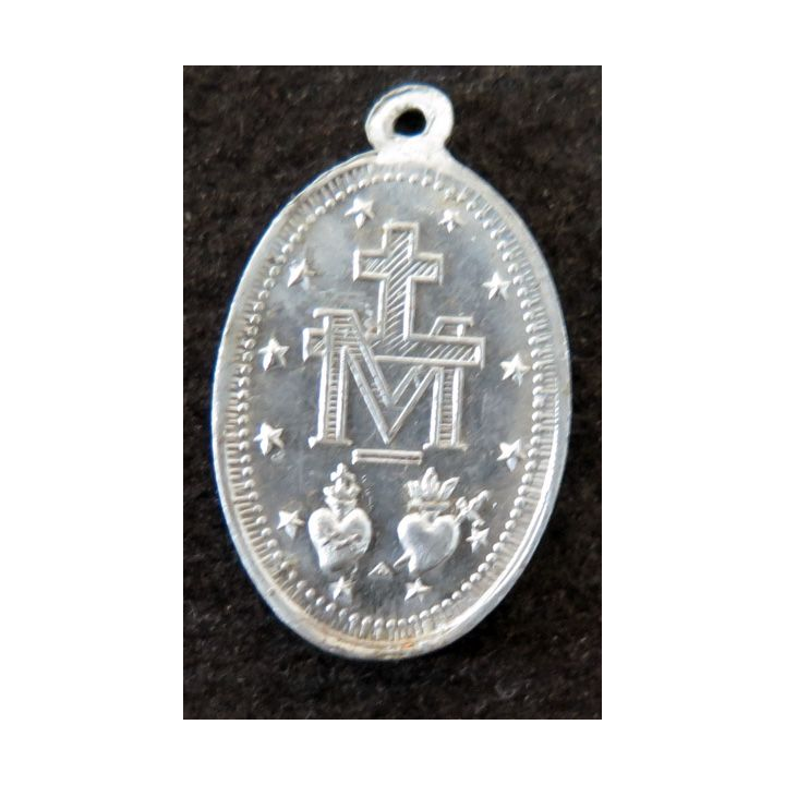 Petite médaille en aluminium de la Vierge Marie hauteur 2,8 cm