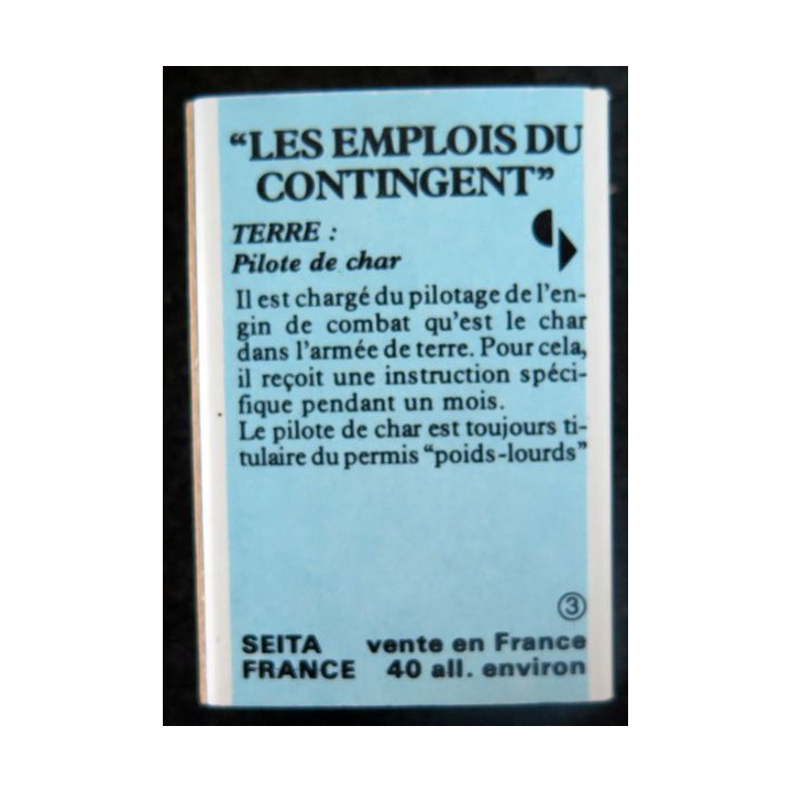 BOITE D'ALLUMETTES : Les emplois du contingent pilote de char