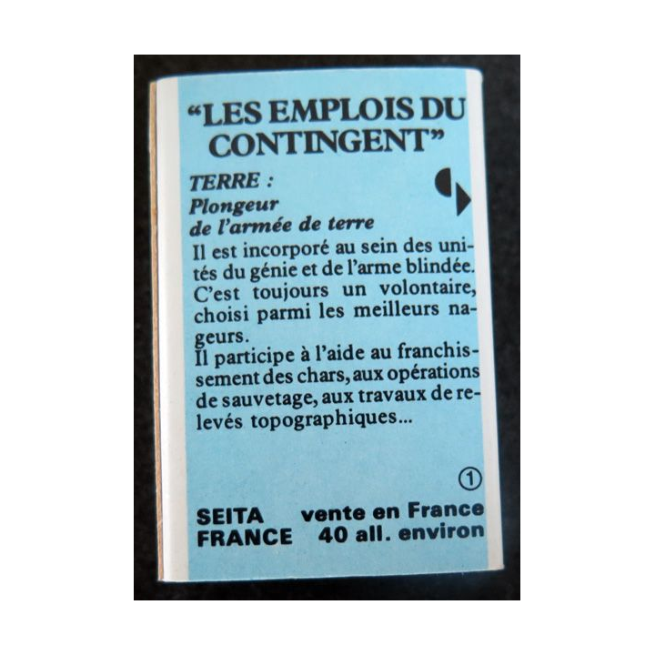 BOITE D'ALLUMETTES : Les emplois du contingent Plongeur de l'Armée de terre