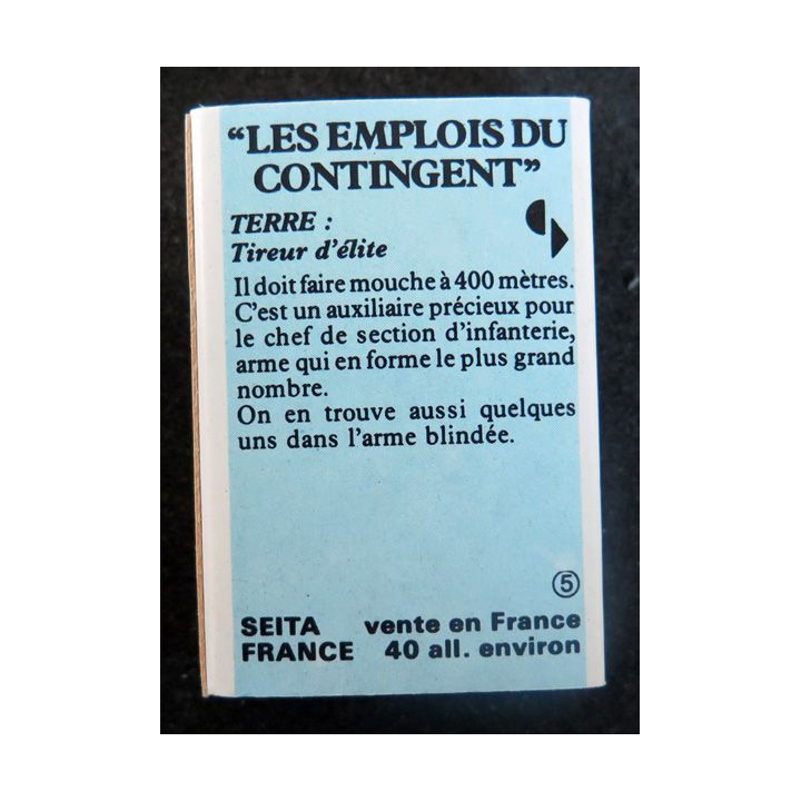 BOITE D'ALLUMETTES : Les emplois du contingent Tireur d'Elite