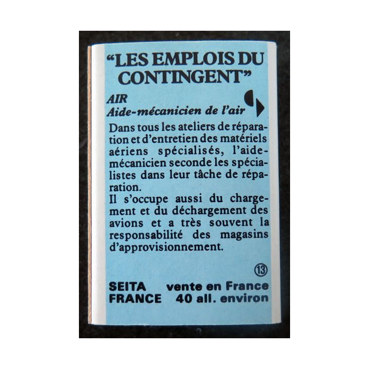 BOITE D'ALLUMETTES : Les emplois du contingent Aide mécanicien de l'air