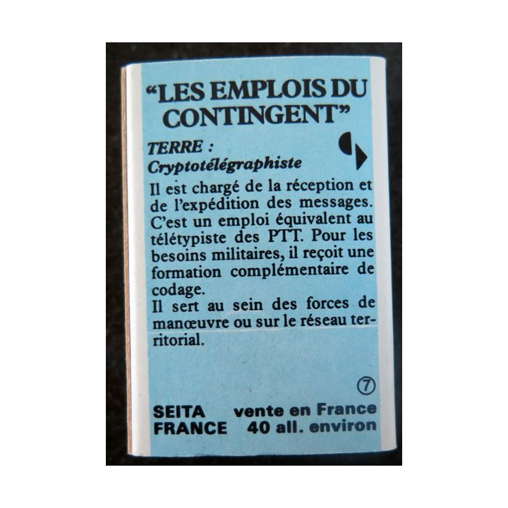 BOITE D'ALLUMETTES : Les emplois du contingent Crypto télégraphiste
