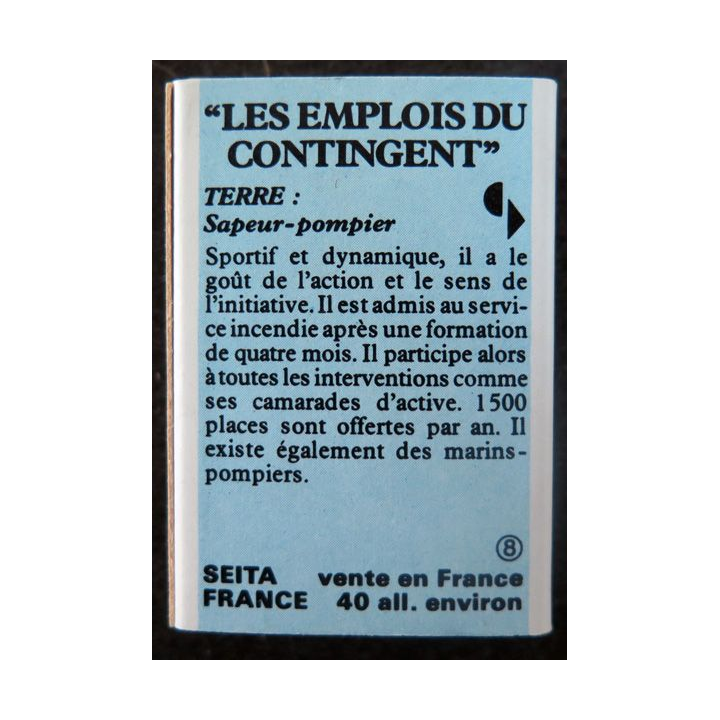 BOITE D'ALLUMETTES : Les emplois du contingent Sapeur pompier