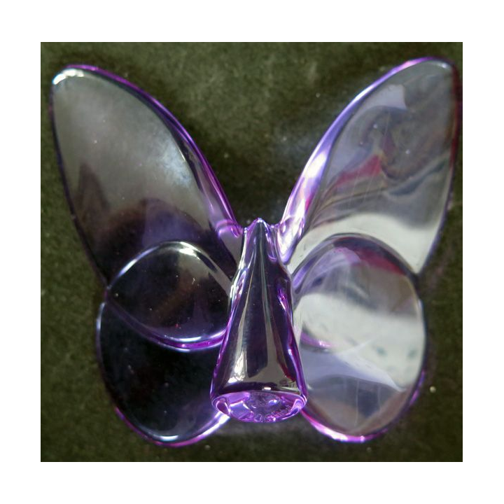 Papillon violet en cristal de chez Baccarat 8 x 7,5 cm signé