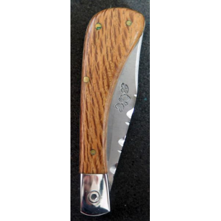 Couteau de poche en acier manche en bois longueur repliée 10 cm dan son étui