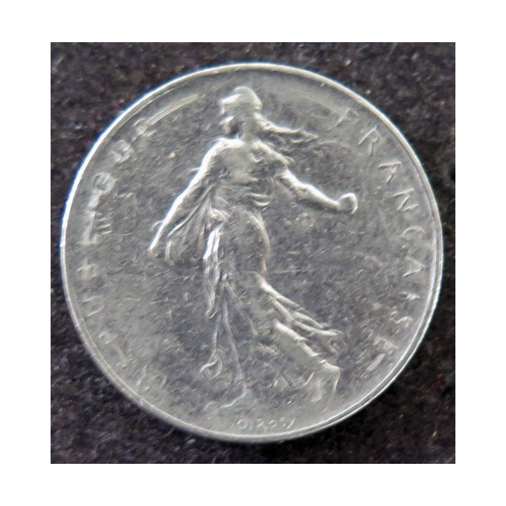 FRANCE : pièce de 1 franc Semeuse Nickel tranche striée 1960