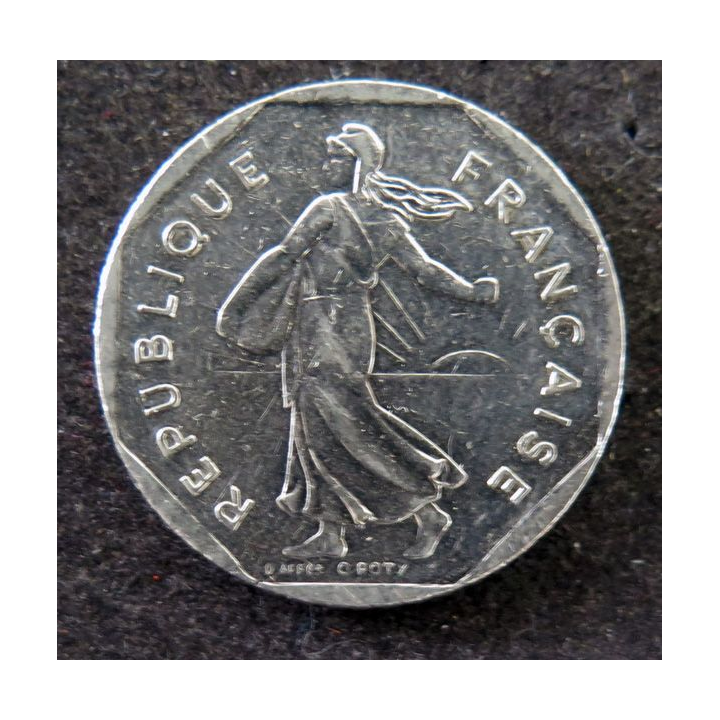 FRANCE : pièce de 2 francs Semeuse Nickel tranche striée 1998