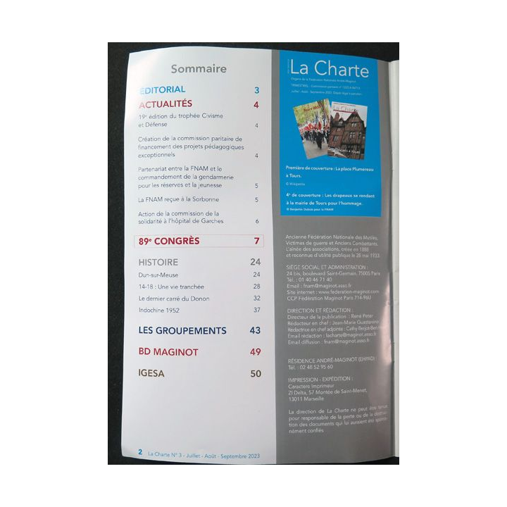 LA CHARTE N°3 Juil Août Septembre 2023 89° Congrès à Tours