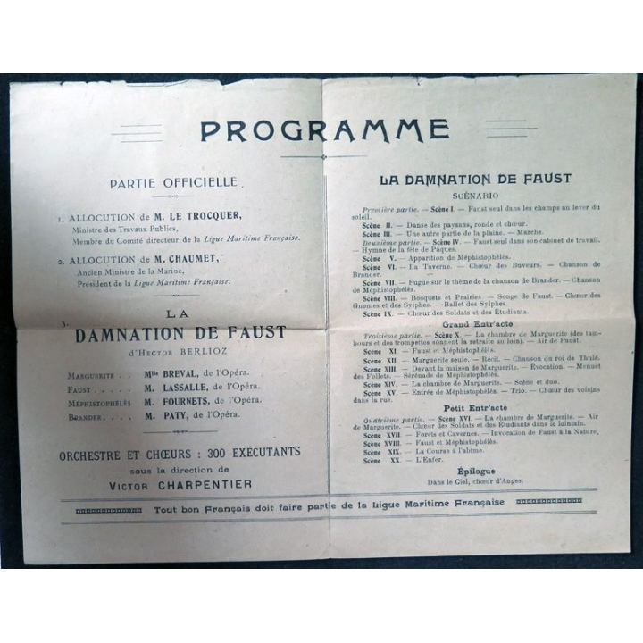 Programme du Gala de la Ligue maritime française du 13 février 1921