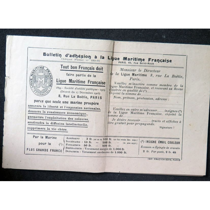 Programme du Gala de la Ligue maritime française du 13 février 1921