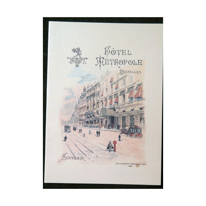 Carte souvenir de l'Hôtel Métropole à Bruxelles