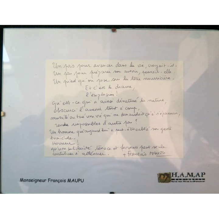 Dédicace originale de Monseigneur François Maupu, évêque français