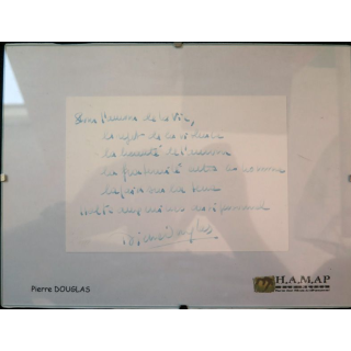Dédicace originale de Pierre Douglas, journaliste et chansonnier