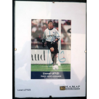 Photo Dédicacée originale de Lionel LETIZI, Footballeur international Français (cadre sans verre)