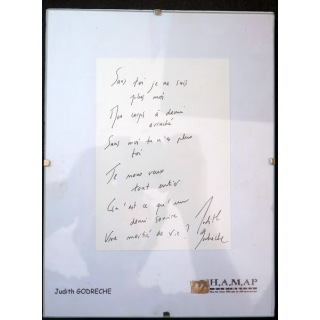 Dédicace originale de Judith Godrèche, actrice et scénatrice