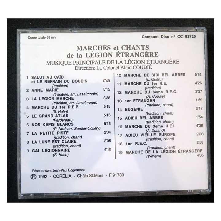 CD Marches et chants de la légion étrangère Lt-Colonel Coudié