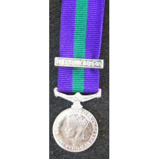 GRANDE BRETAGNE : médaille miniature General service medal 1918 avec l'agrafe Palestine 1945 - 1948