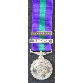 GRANDE BRETAGNE : médaille miniature General service medal 1918 avec les agrafes Malaya et Palestine