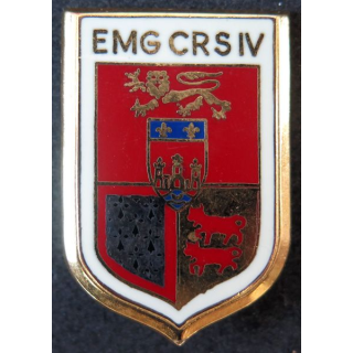 EMG CRS IV : insigne métallique de l'EMG de la compagnie républicaine de sécurité n° IV de fabrication Ballard plat