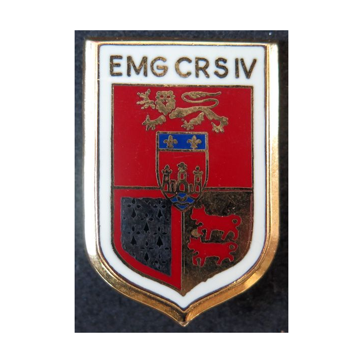 EMG CRS IV : insigne métallique de l'EMG de la compagnie républicaine de sécurité n° IV de fabrication Ballard plat