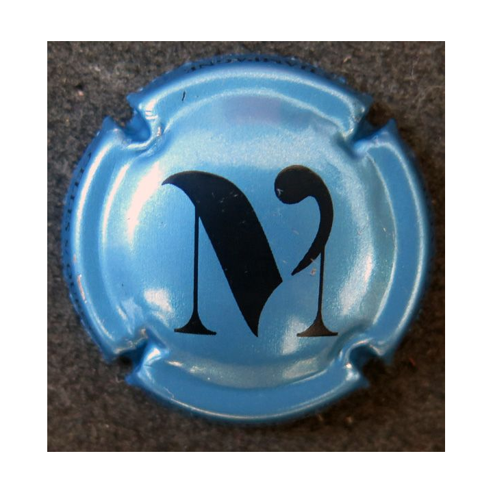 Capsule Muselet de bouteille de champagne VEZIEN Marcel n° 125f bleu métallisé et noir