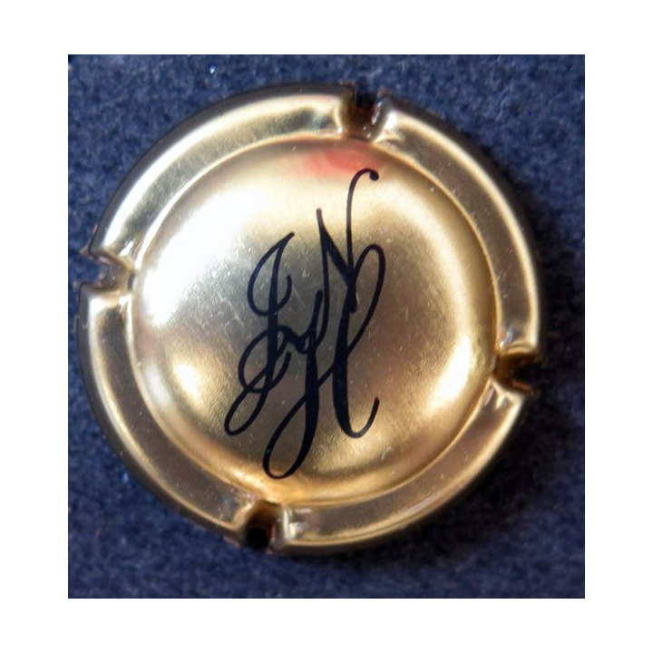 Capsule Muselet de bouteille de champagne HATON Jean Noël n° 3a or et noir, ligne noire sur contour