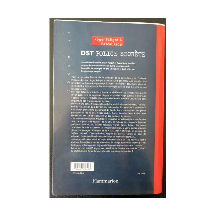 DST Police secrète deRoger Faligot & Pascal Krop aux éditions Flammarion
