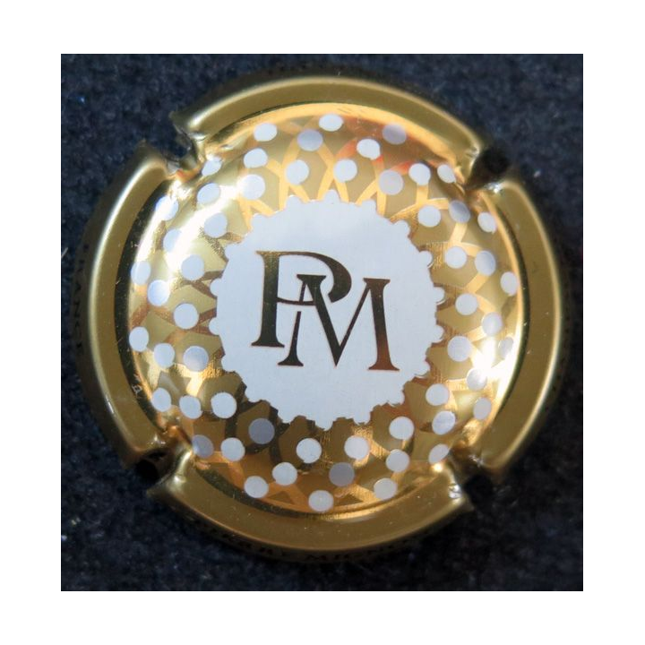 Capsule Muselet de bouteille de champagne MIGNON Pierre n° 219f contour or centre blanc