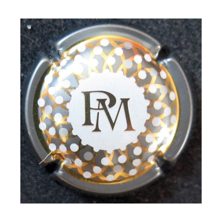 Capsule Muselet de bouteille de champagne MIGNON Pierre n° 219j contour gris centre blanc