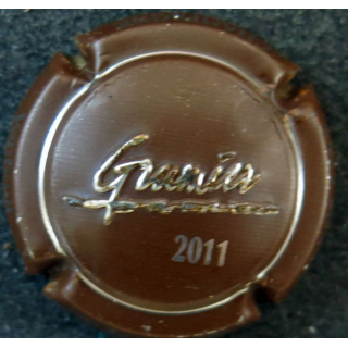 Capsule Muselet de bouteille de champagne GRUMIER Maurice n° 28 estampée marron et métal 2011