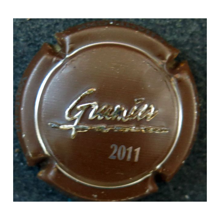  Capsule Muselet de bouteille de champagne GRUMIER Maurice n° 28 estampée marron et métal 2011