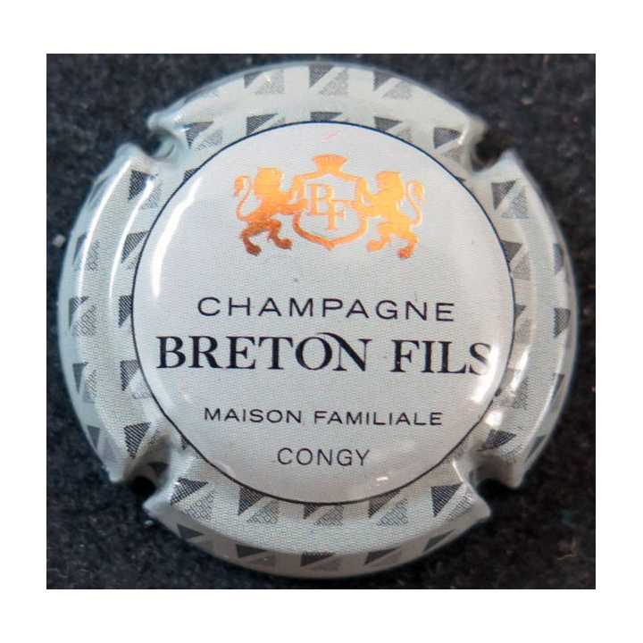 Capsule Muselet de bouteille de Champagne BRETON Fils n° 32 contour gris et noir