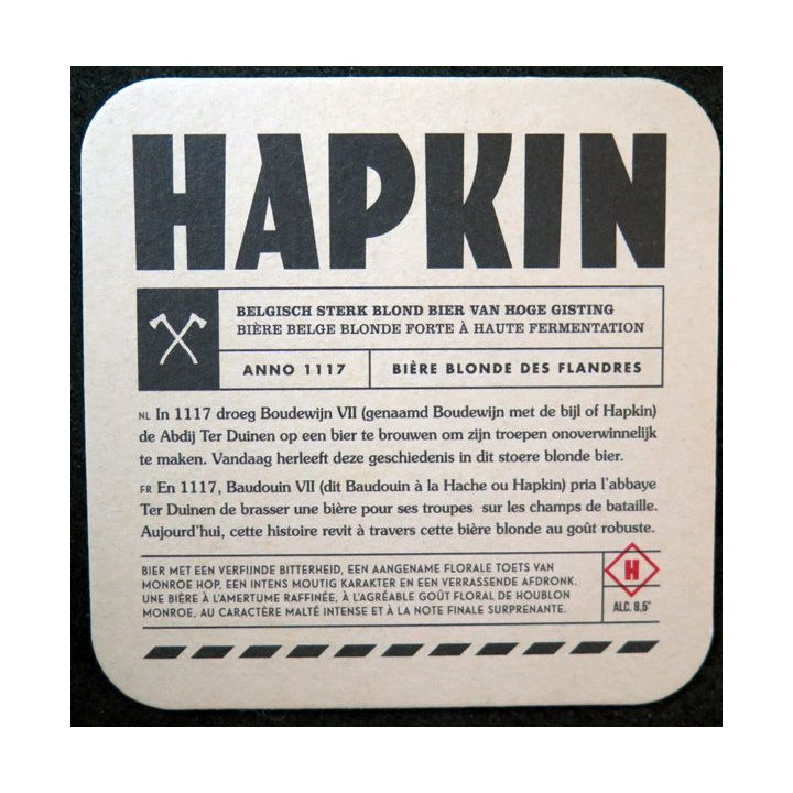DESSOUS DE VERRE A BIÈRE HAPKIN 9,3 cm