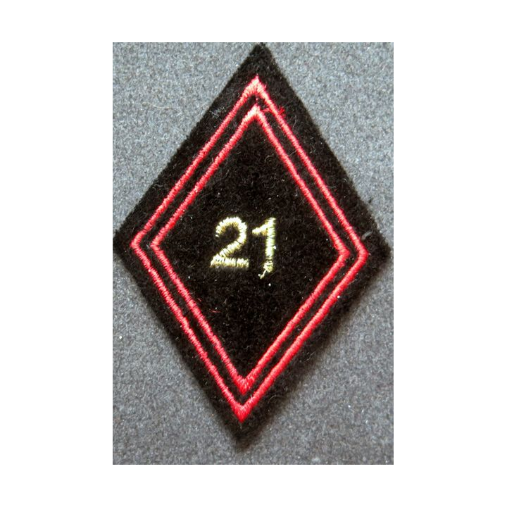 LOSANGE DE BRAS MODÈLE 45 : 21° RÉGIMENT DU GÉNIE CADRE