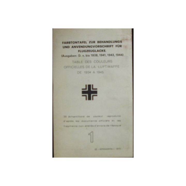 Table des couleurs officielles de la Luftwaffe de 1934 à 1945