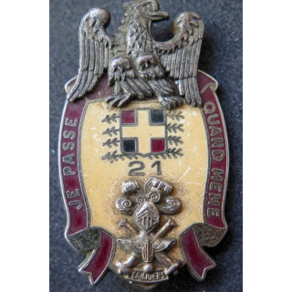21° RC : Insigne métallique du 21° Régiment d'infanterie de Camp Canjuers Drago G. 2876