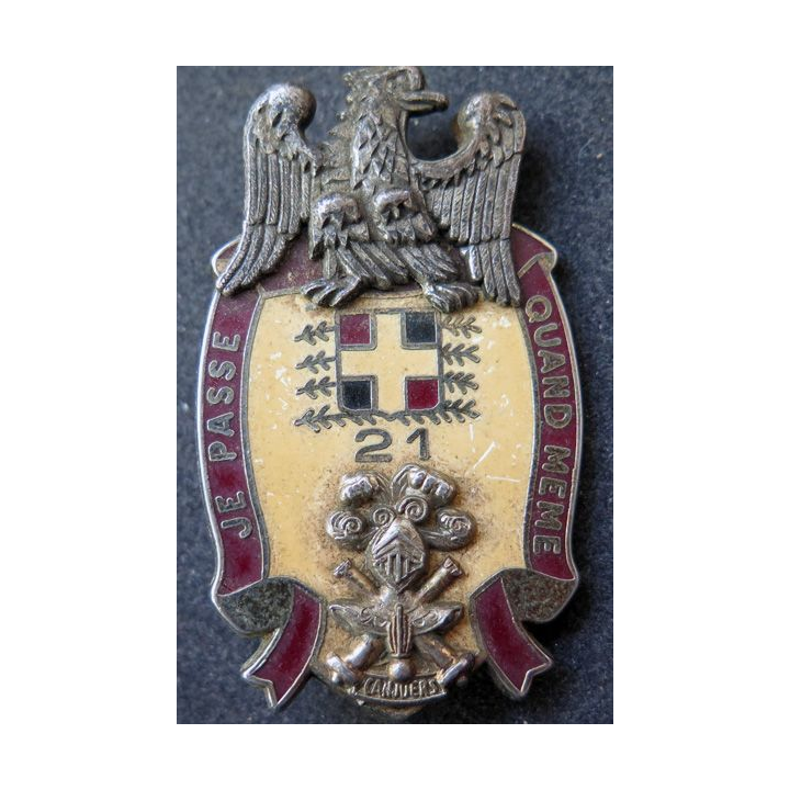 21° RC : Insigne métallique du 21° Régiment d'infanterie de Camp Canjuers Drago G. 2876